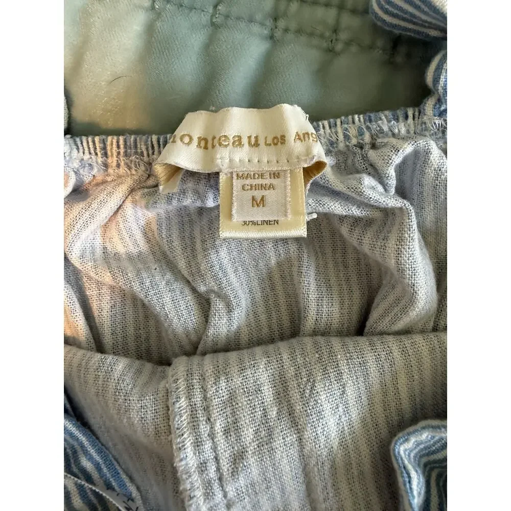 Monteau Los Angeles Womens Pants Romper Medium Blue & White Coastal Beach Resort - Picture 8 of 10